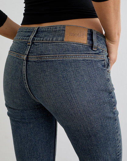 Denim Capri Jean in Dirty Green