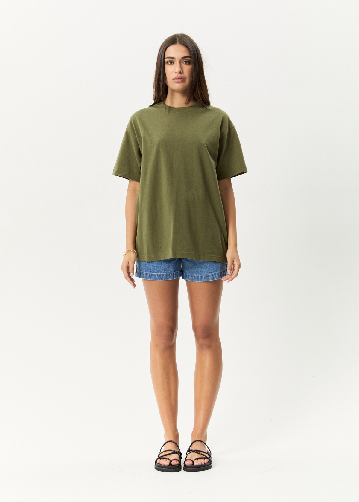 AFENDS Mens Genesis - Heavyweight Boxy Tee - Military