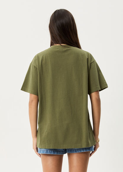 AFENDS Mens Genesis - Heavyweight Boxy Tee - Military