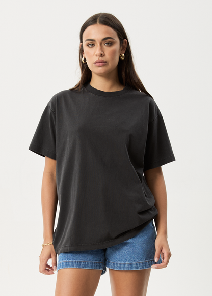 AFENDS Mens Genesis - Heavyweight Boxy Tee - Stone Black