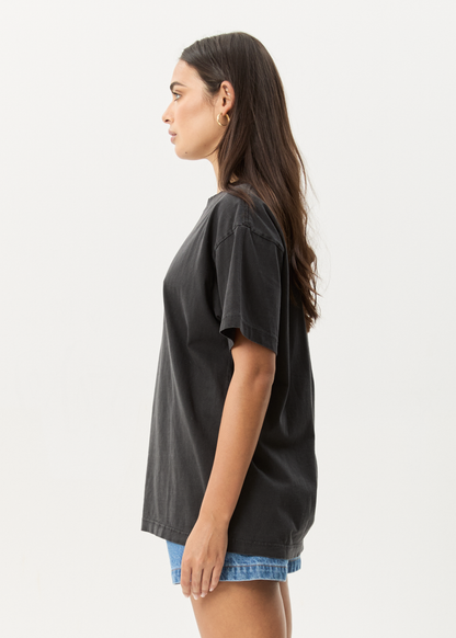 AFENDS Mens Genesis - Heavyweight Boxy Tee - Stone Black