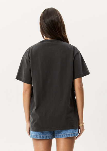AFENDS Mens Genesis - Heavyweight Boxy Tee - Stone Black