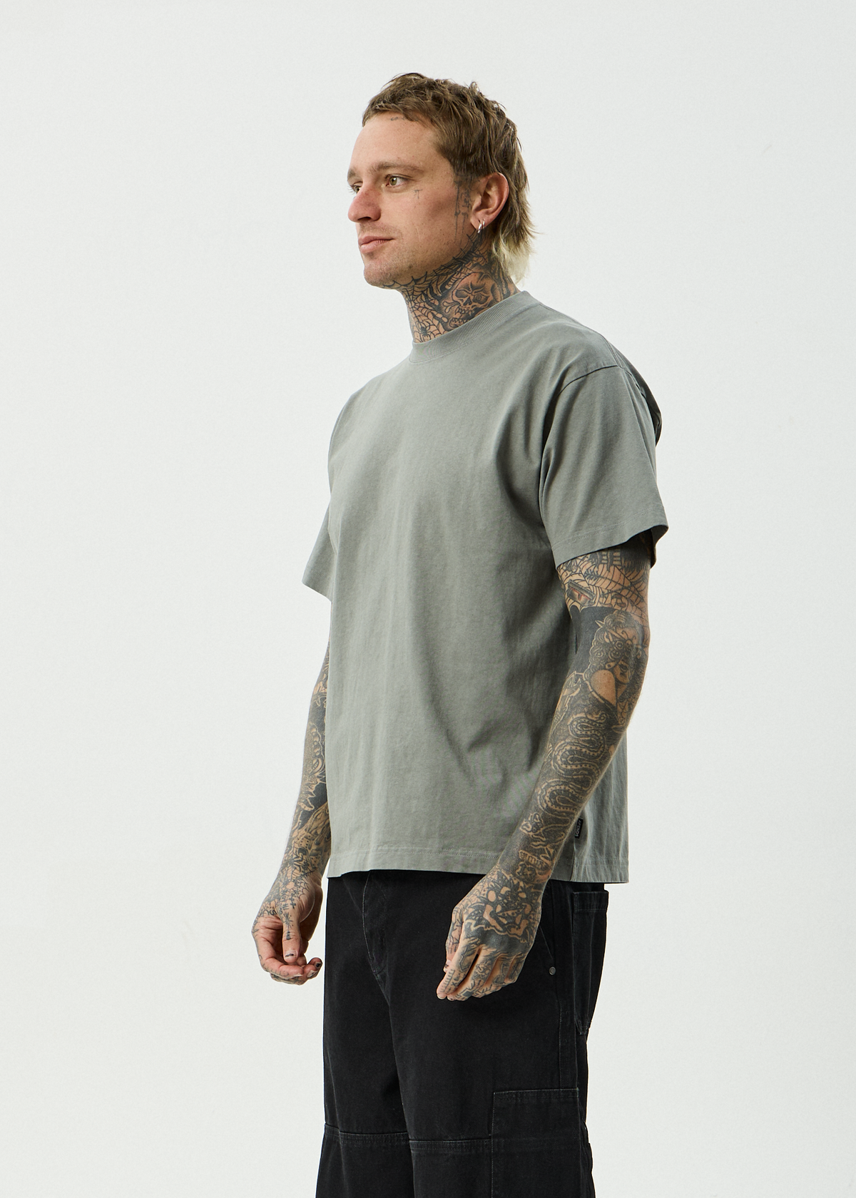 AFENDS Mens Genesis - Heavyweight Boxy Tee - Washed Sycamore