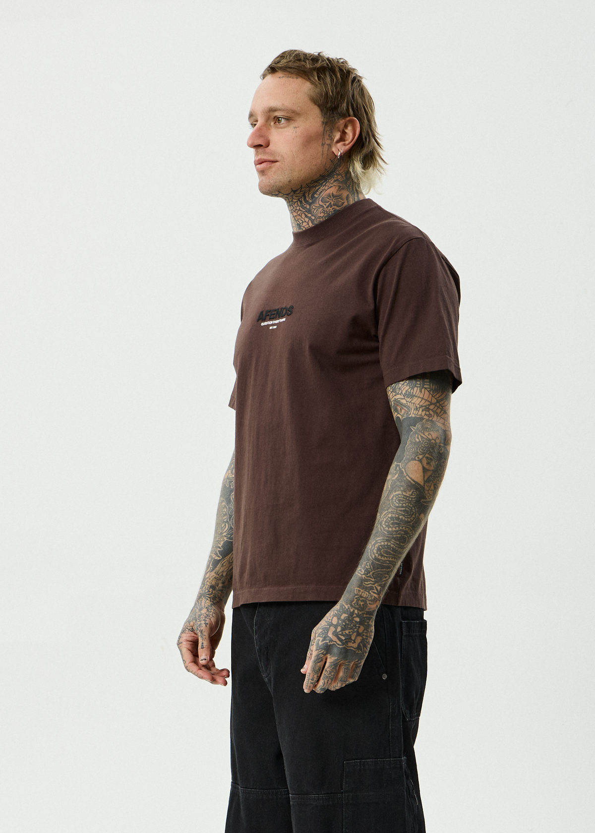 AFENDS Mens Vinyl - Retro Tee - Washed Coffee