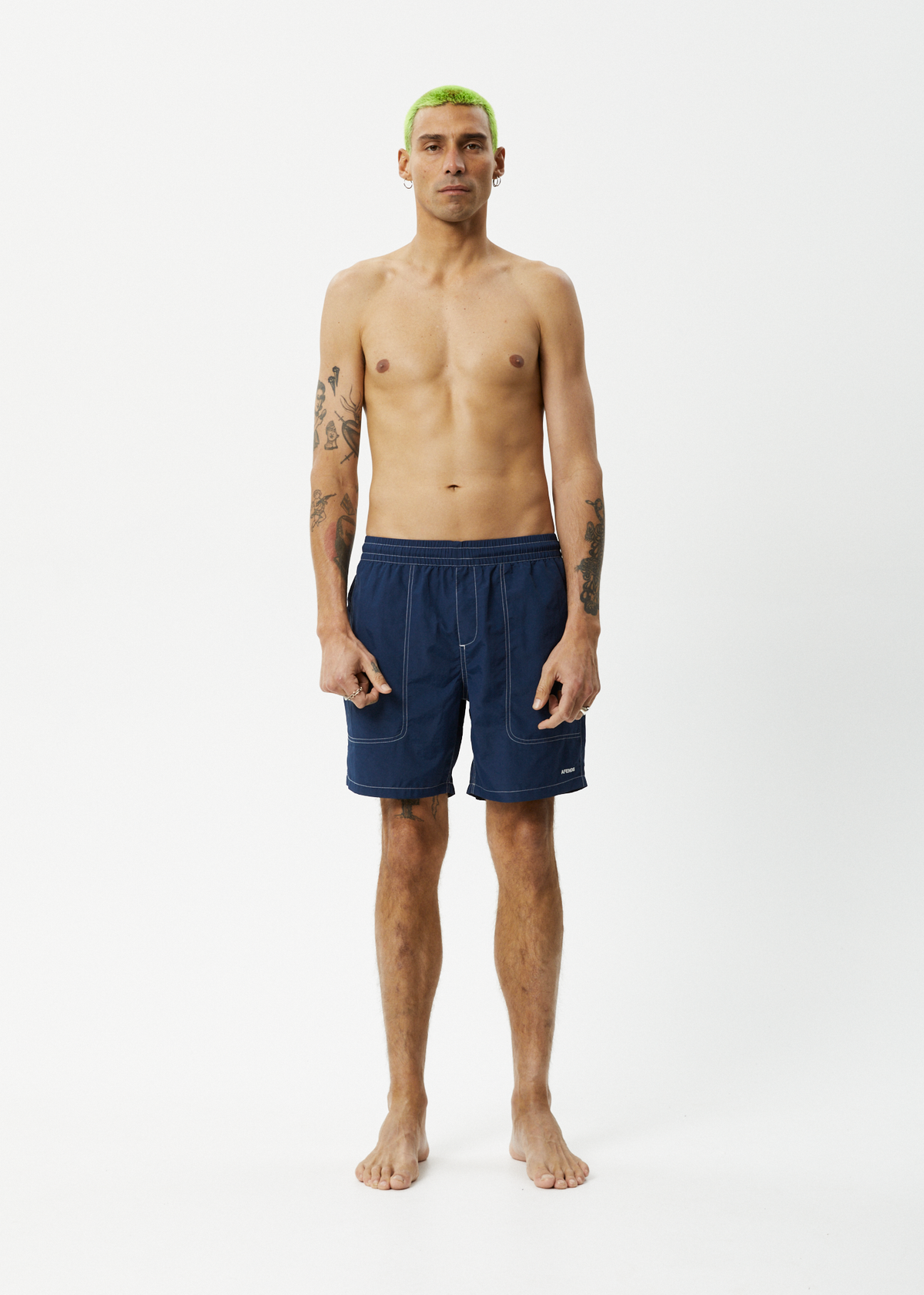 AFENDS Mens Baywatch - Swim Short 18" - Navy