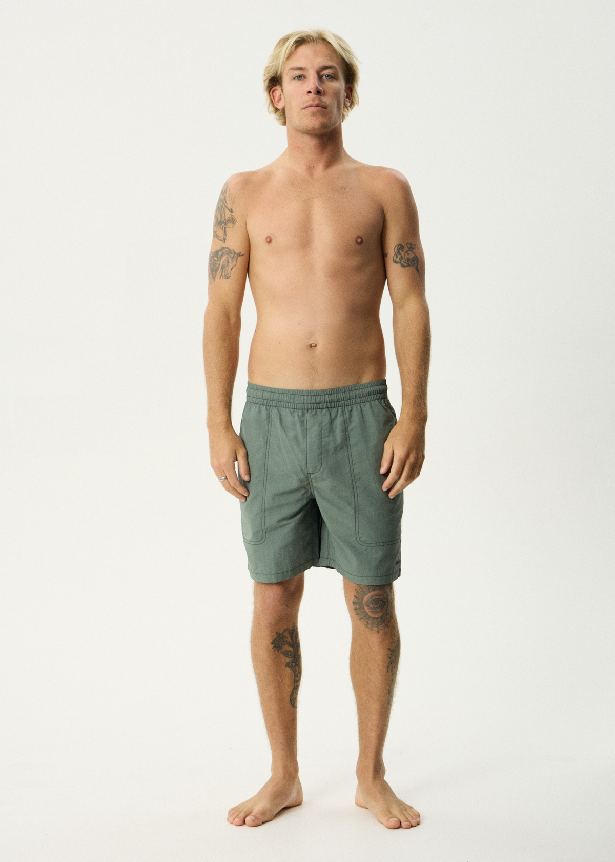 AFENDS Mens Baywatch - Swim Short 18" - Sycamore