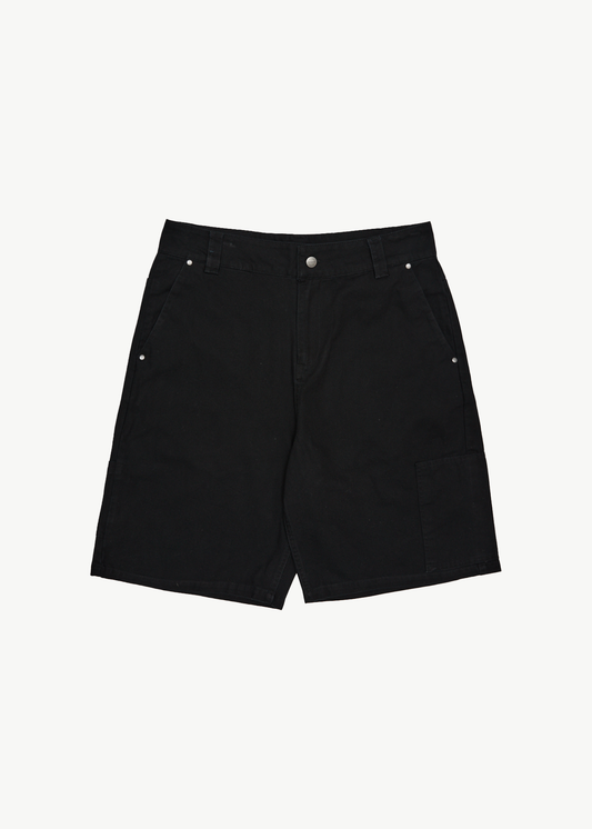 AFENDS Mens Harper - Canvas Workwear Short 22" - Black