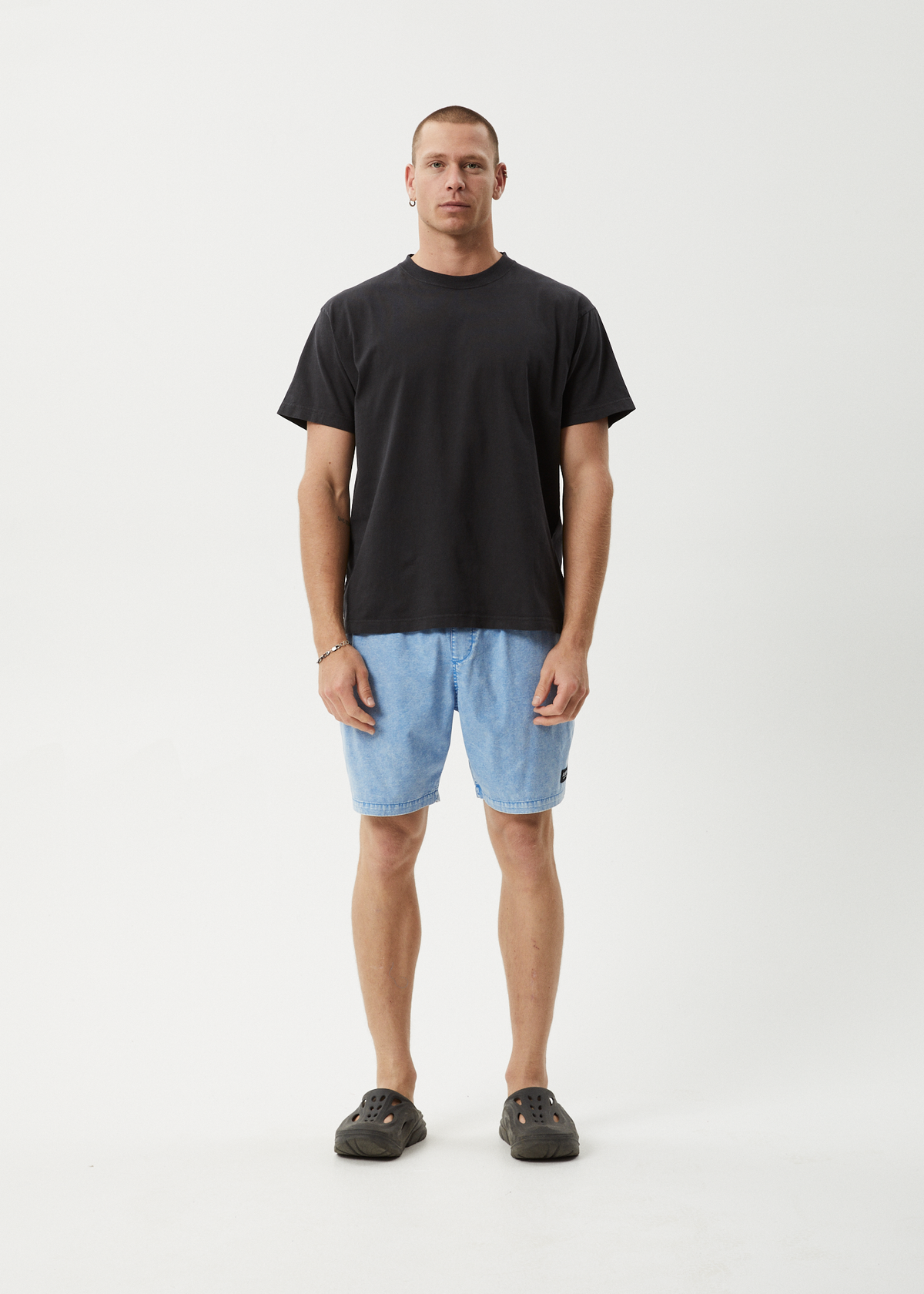 AFENDS Mens The Dopamine - Swim Short 18" - Blue Acid Wash