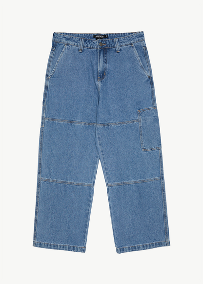 AFENDS Mens Richmond - Denim Workwear Jean - Worn Blue
