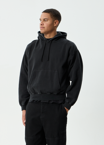 AFENDS Mens Genesis - Boxy Pull On Hood - Stone Black