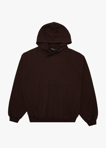 AFENDS Mens Genesis - Boxy Pull On Hood - Washed Coffee