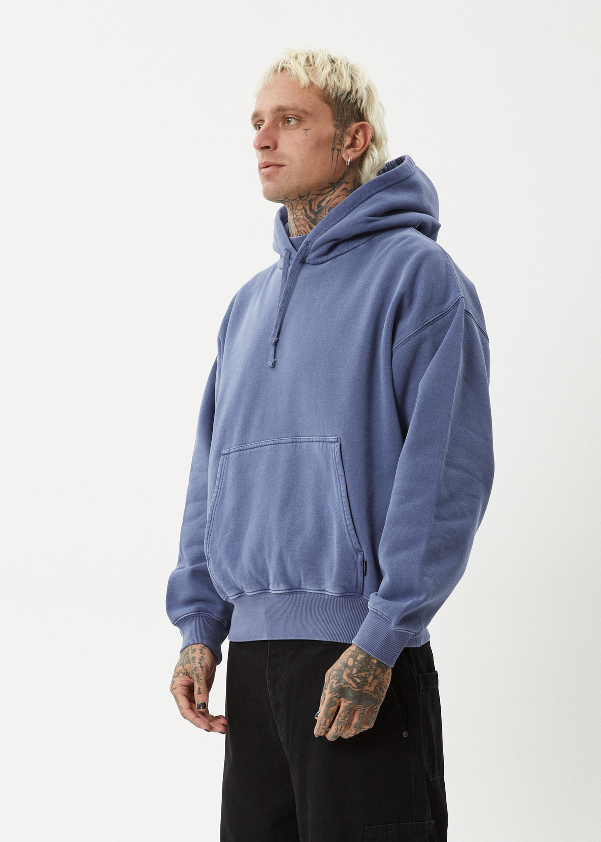AFENDS Mens Genesis - Boxy Hoodie - Washed Marlin