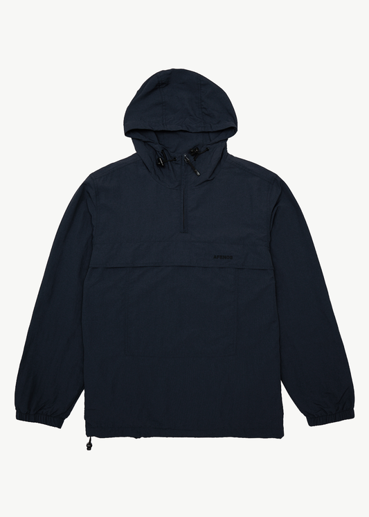 AFENDS Mens System - Water Resistant Spray Anorak Jacket - Deep Sea