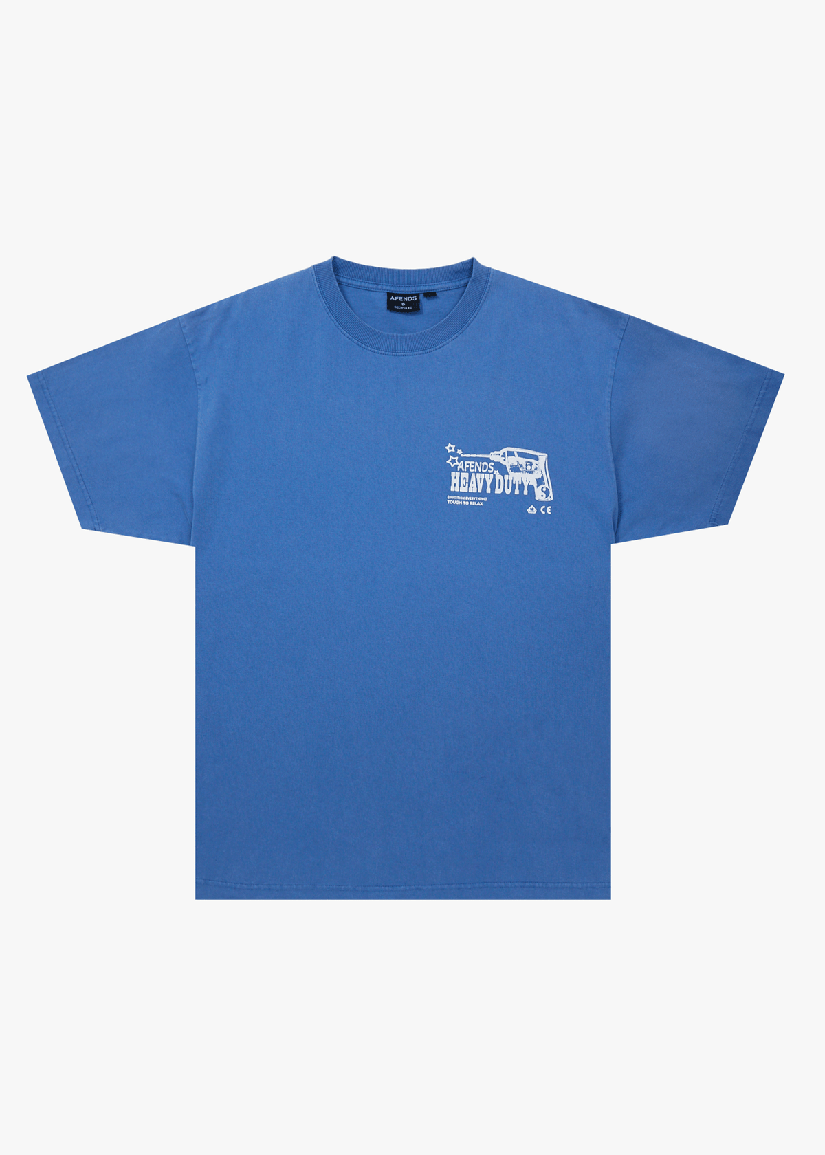 AFENDS Mens Heavy Duty - Heavyweight Boxy Tee - Washed Marina