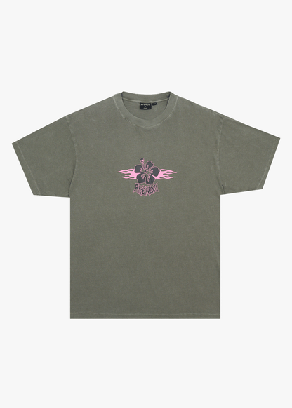 AFENDS Mens Wiped Out - Boxy Tee - Washed Sycamore