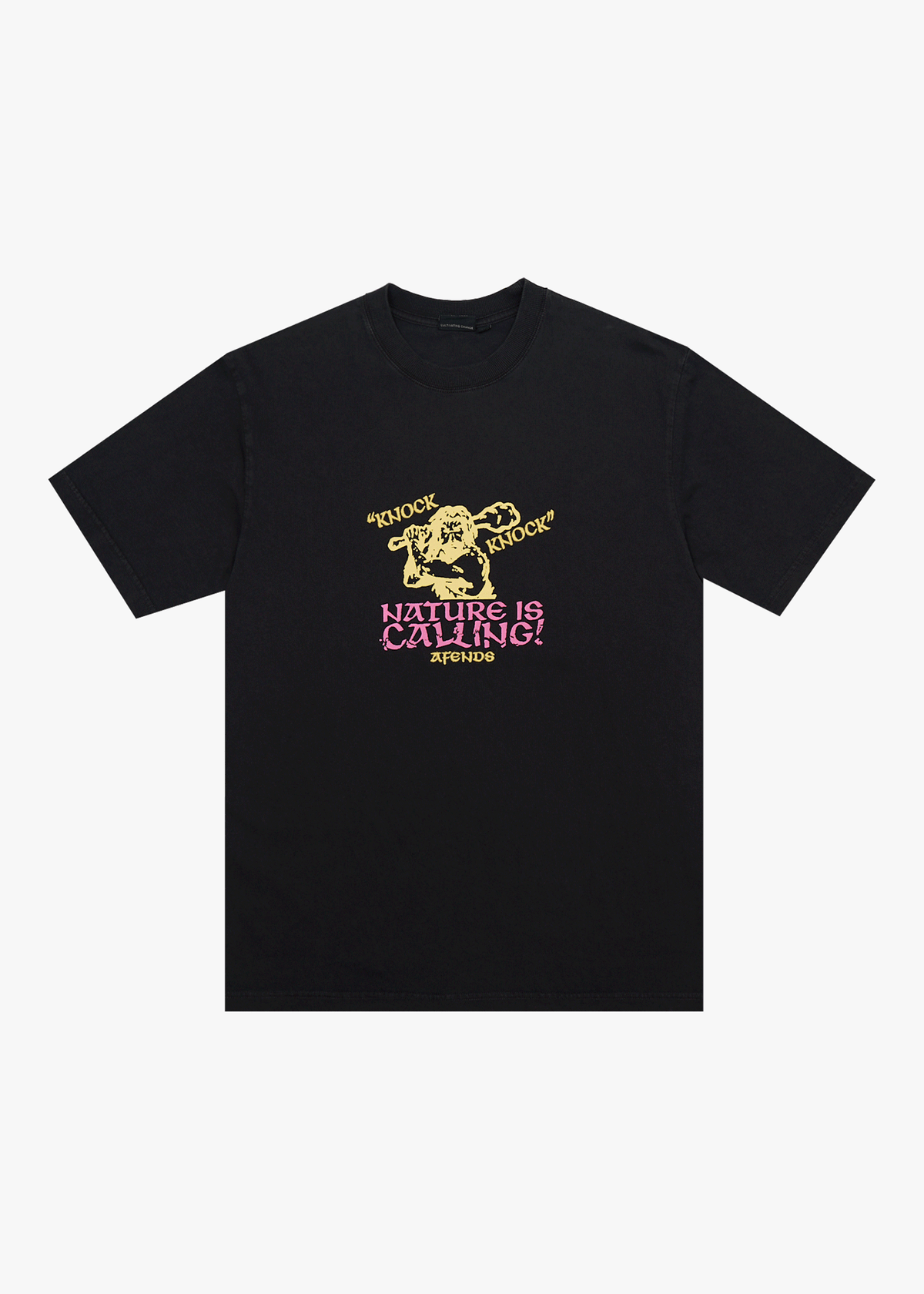 AFENDS Mens Knock Knock - Retro Tee - Stone Black