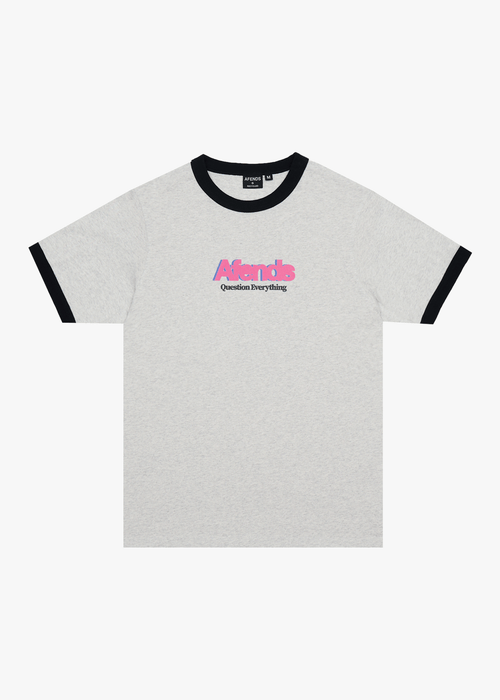 AFENDS Mens Perception - Heavyweight Oversized Ringer Tee - Grey Marle