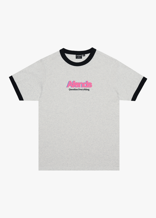 AFENDS Mens Perception - Heavyweight Oversized Ringer Tee - Grey Marle