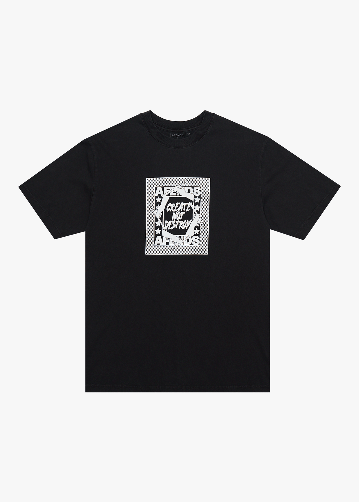 AFENDS Mens Painter - Retro Tee - Stone Black