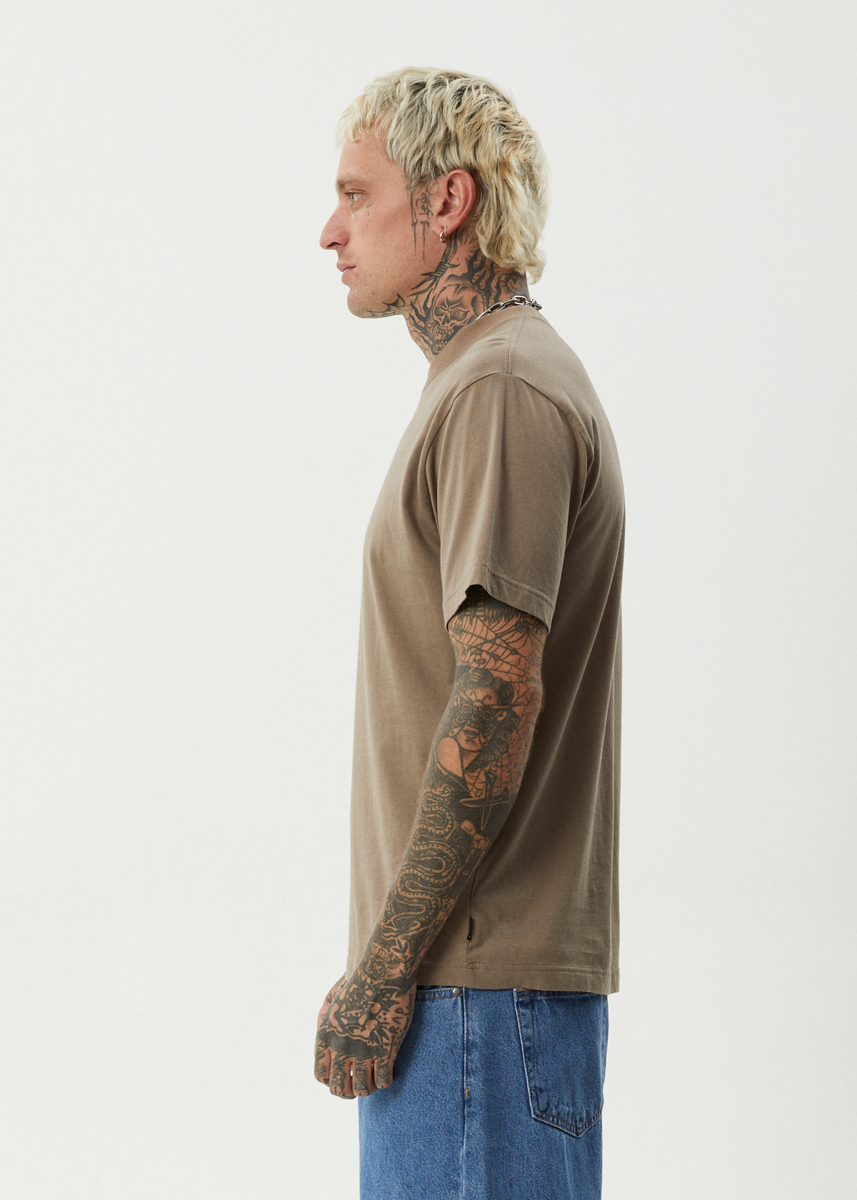 AFENDS Mens Thrown Out - Retro Tee - Fossil