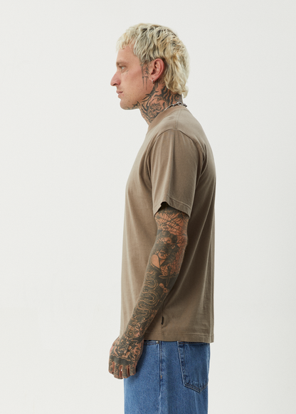 AFENDS Mens Thrown Out - Retro Tee - Fossil