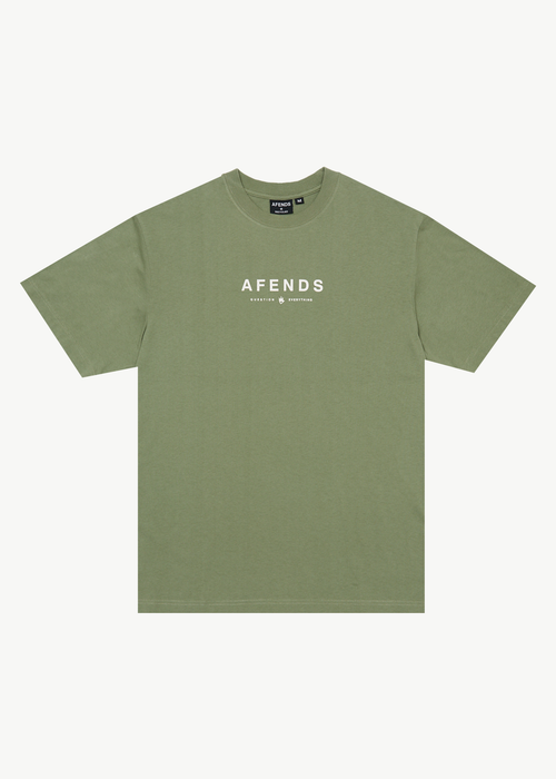 AFENDS Mens Thrown Out - Retro Tee - Oil Green