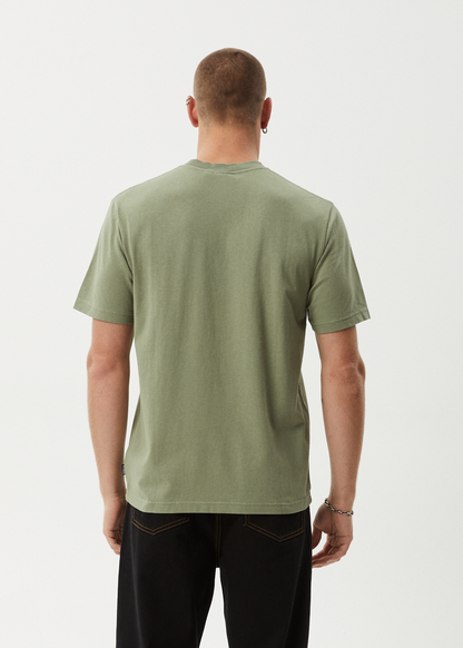 AFENDS Mens Thrown Out - Retro Tee - Oil Green