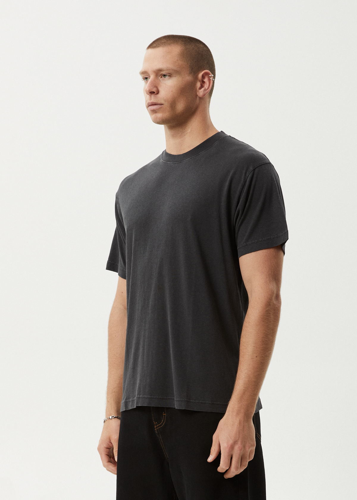 AFENDS Mens Foundation - Boxy Tee - Stone Black