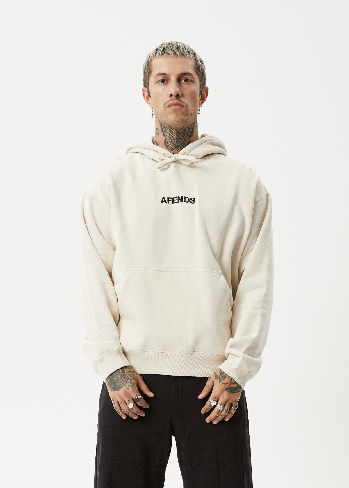 AFENDS Mens Vinyl - Hoodie - Moonbeam