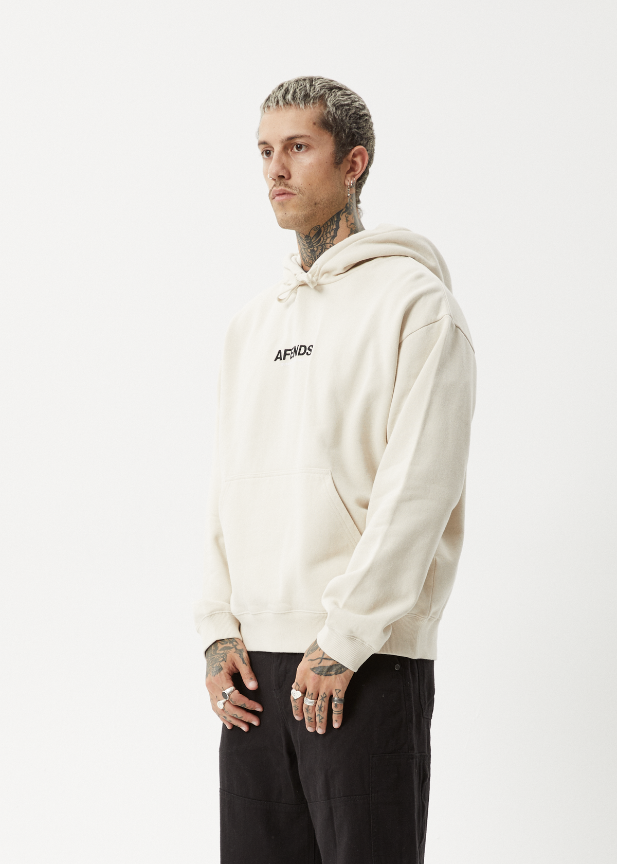 AFENDS Mens Vinyl - Hoodie - Moonbeam