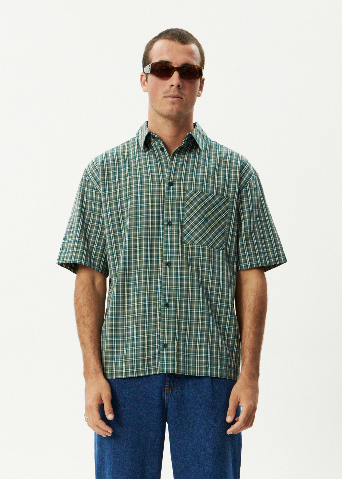 AFENDS Mens Shipwreck - Short Sleeve Shirt - Pine