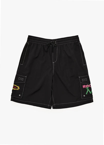 AFENDS Mens Rocked - Cargo Swim Short 21" - Black