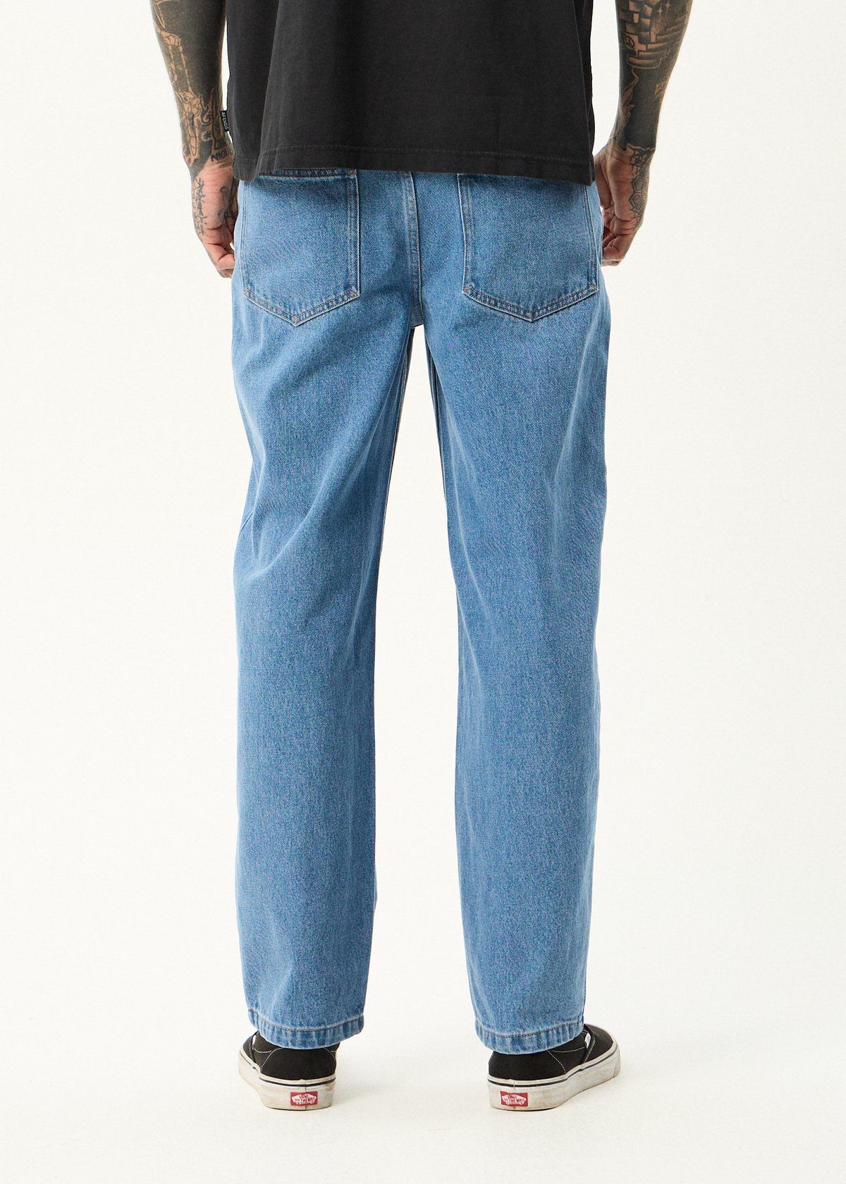 AFENDS Mens Ninety Twos - Denim Relaxed Jean - Worn Blue