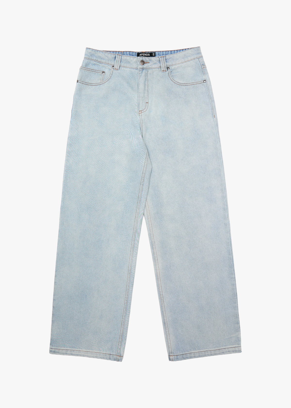 AFENDS Mens Pablo - Denim Baggy Jean - Stone Blue