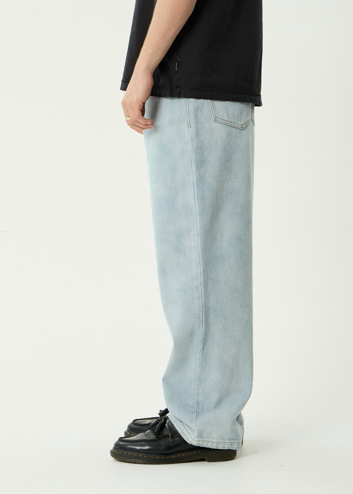 AFENDS Mens Pablo - Denim Baggy Jean - Stone Blue