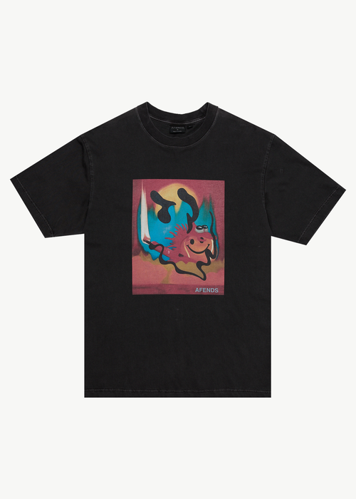 AFENDS Mens Apocalypso - Retro Tee - Stone Black