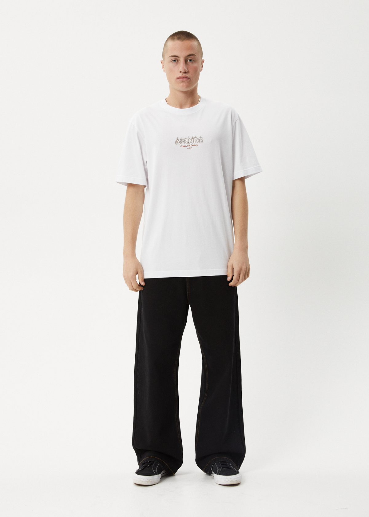 AFENDS Mens Ember - Retro Tee - White