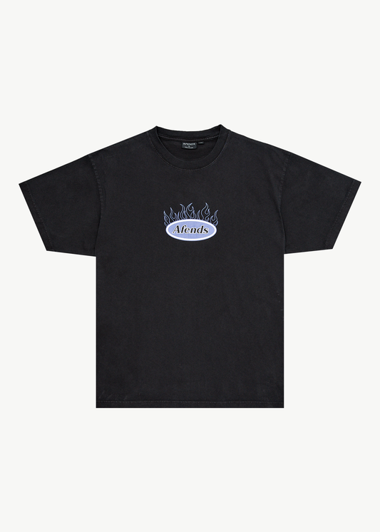 AFENDS Mens Fast Forward - Heavyweight Boxy Tee - Stone Black