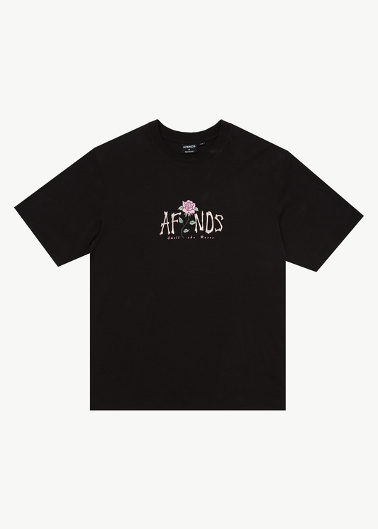AFENDS Mens Smell The Roses - Retro Tee - Black