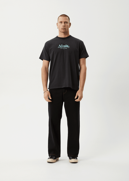 AFENDS Mens Mace Life - Boxy Tee - Stone Black
