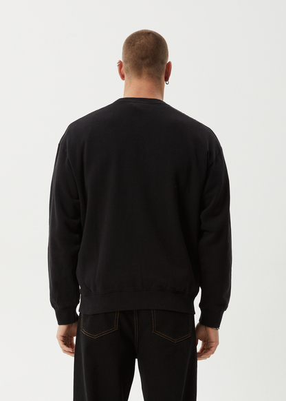 AFENDS Mens Surf Or Fly - Crew Neck Jumper - Black