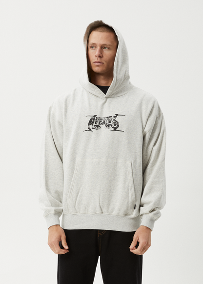 AFENDS Mens All Eyez - Boxy Hoodie - Grey Marle