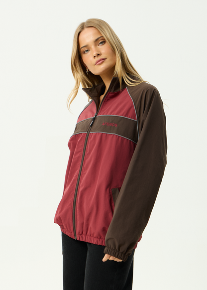 AFENDS Mens Spicy - Sports Spray Jacket - Burgundy