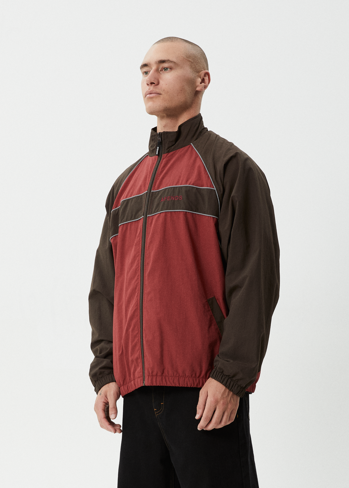 AFENDS Mens Spicy - Sports Spray Jacket - Burgundy