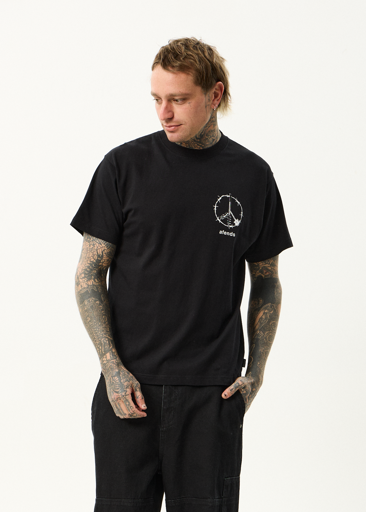 AFENDS Mens Energy - Boxy Tee - Black
