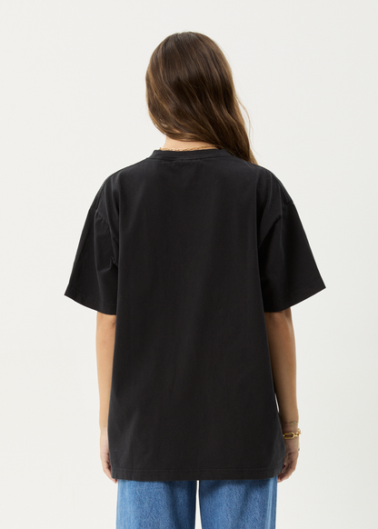 AFENDS Mens Heavy Petal - Heavyweight Boxy Tee - Stone Black