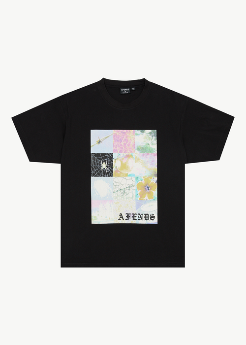 AFENDS Mens Sadworld - Heavyweight Boxy Tee - Black