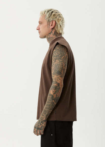 AFENDS Mens Bats - Sleeveless Tee - Coffee