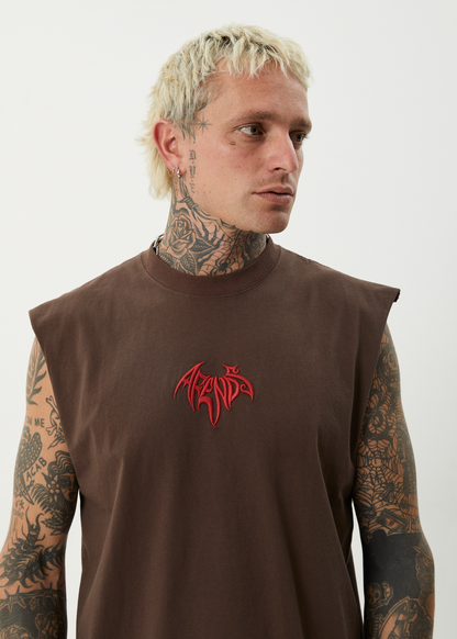 AFENDS Mens Bats - Sleeveless Tee - Coffee