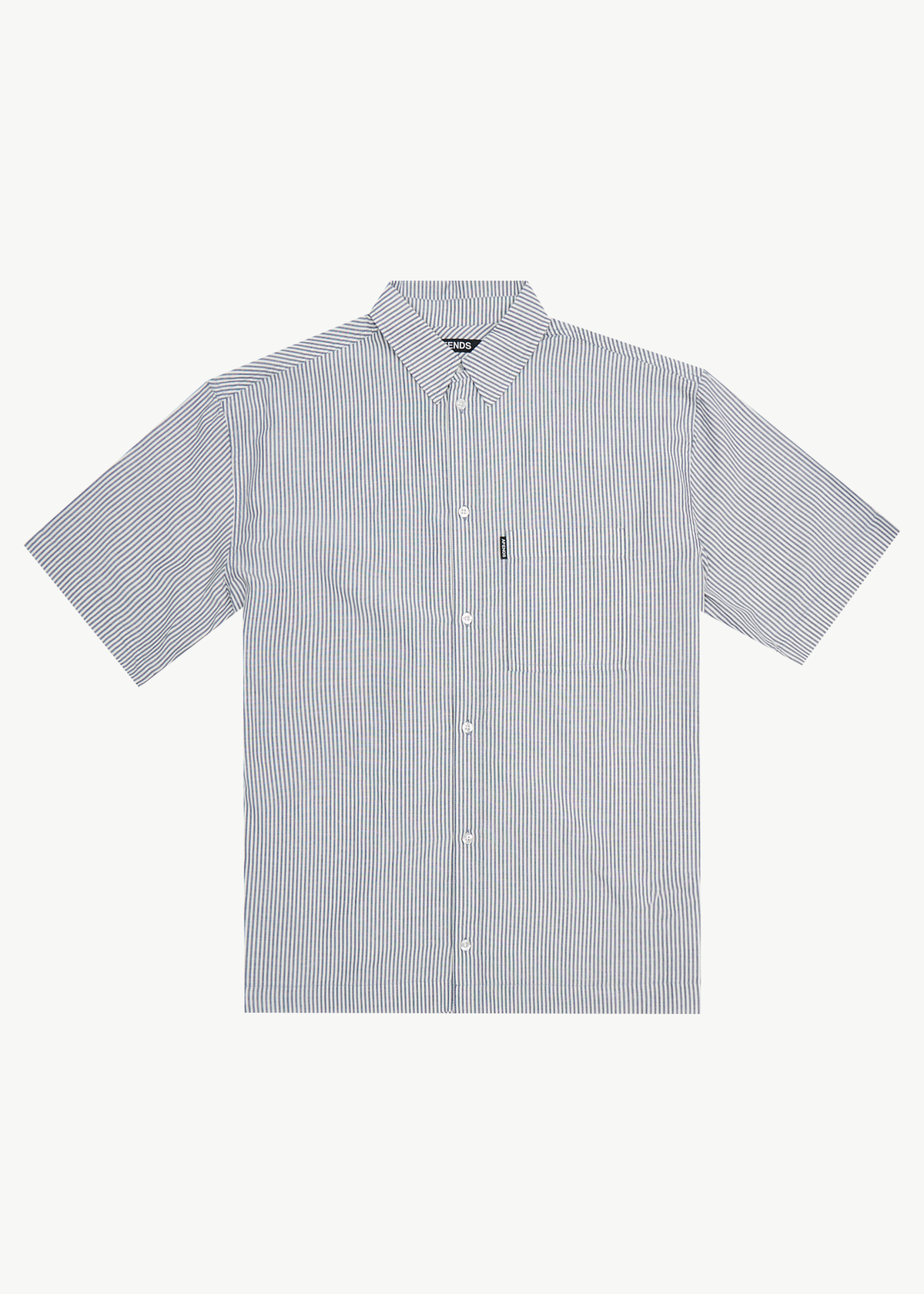 AFENDS Mens Intergalactic - Short Sleeve Shirt - Navy Stripe